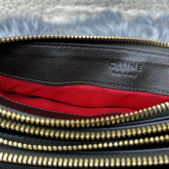 Celine Trio Goatskin Army Olive Green Phoebe Philo Small Crossbody Hand Bag EUC - Picture 13 of 15